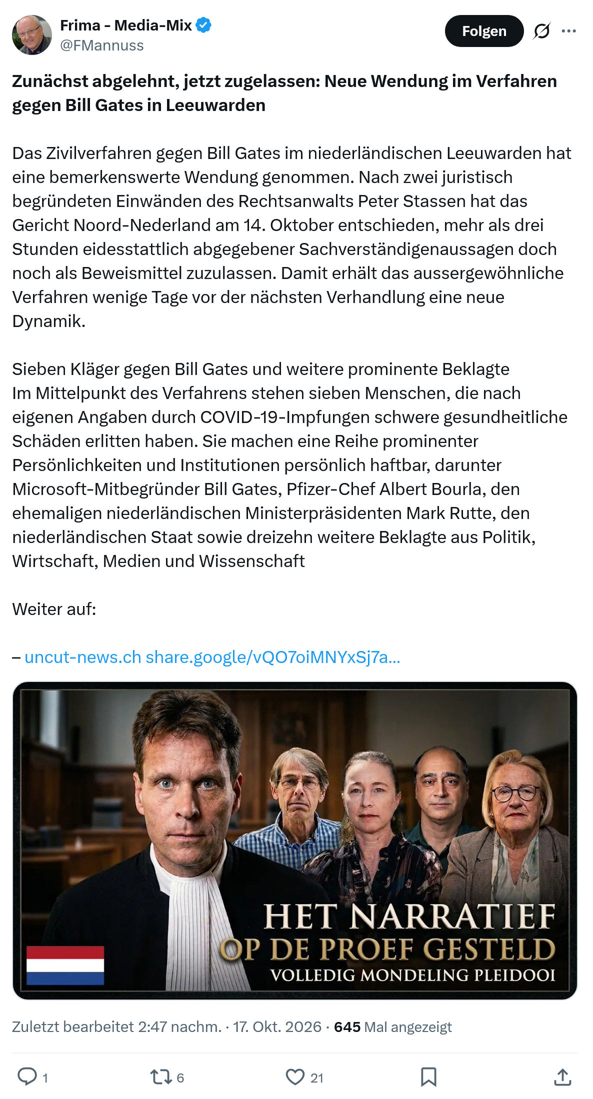 Friedrich Mannus: Zunächst abgelehnt, jetzt zugelassen...