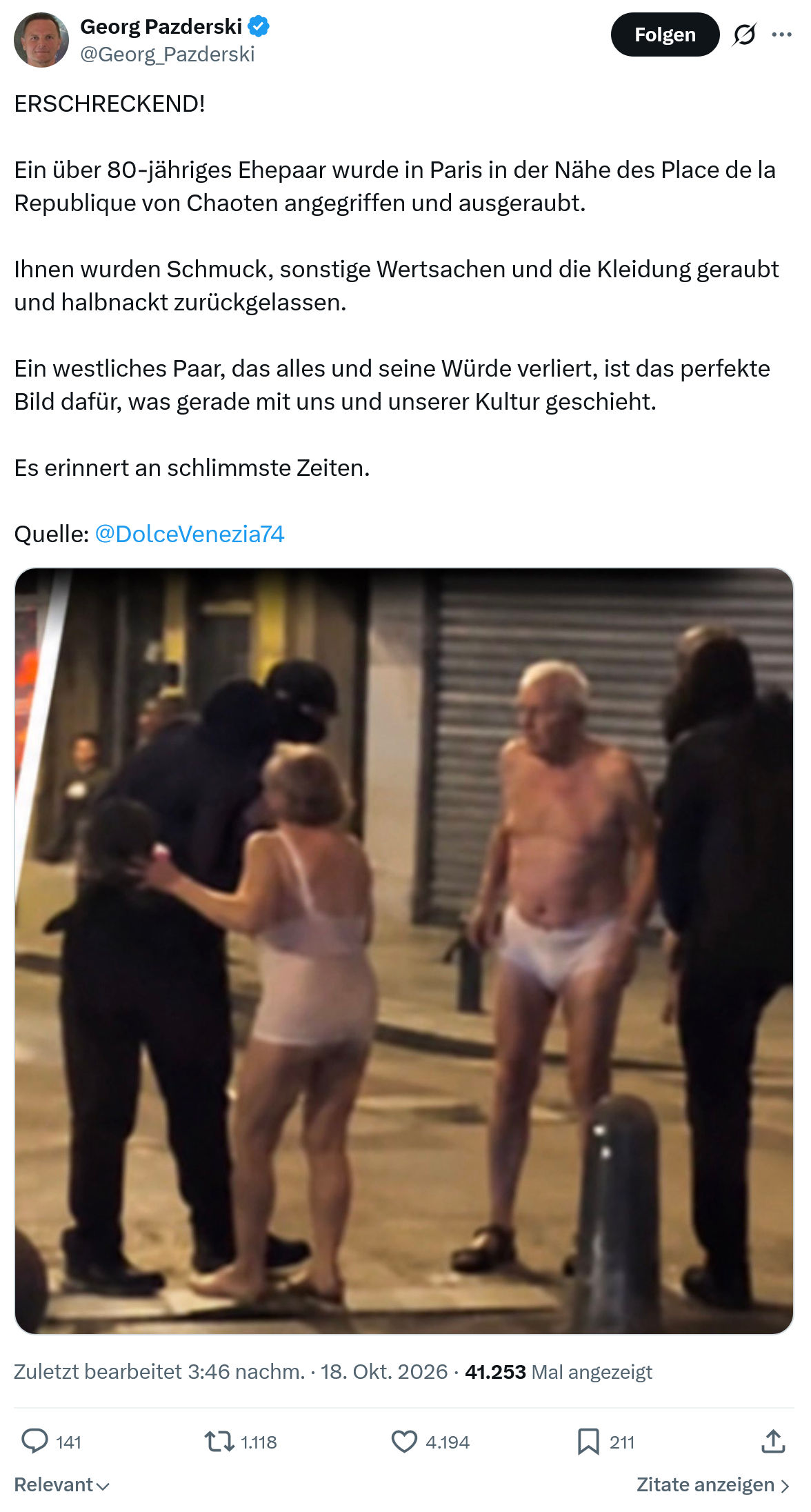 Georg Pazderski: ERSCHRECKEND...