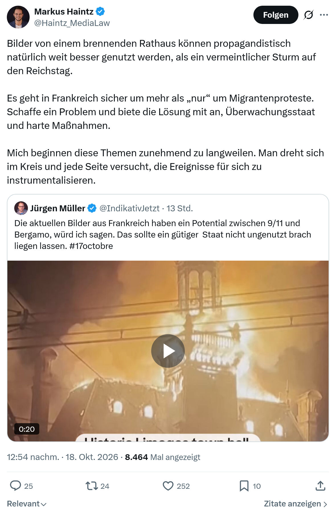 Markus Haintz: Bilder von einem brennenden Rathaus...