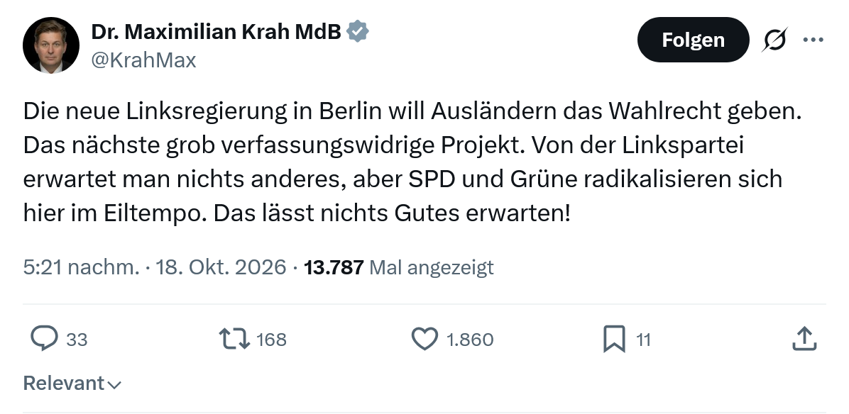 Maximilian Krah: Die neue Linksregierung...