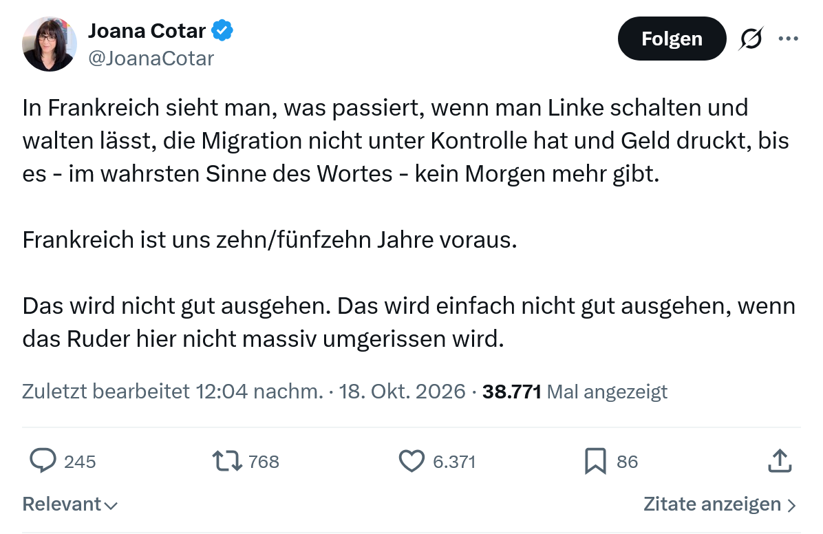 Joana Cotar: In Frankreich sieht man...
