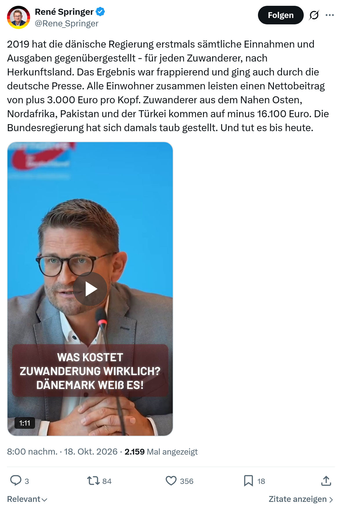 René Springer: 2019 hat die dänische Regierung...