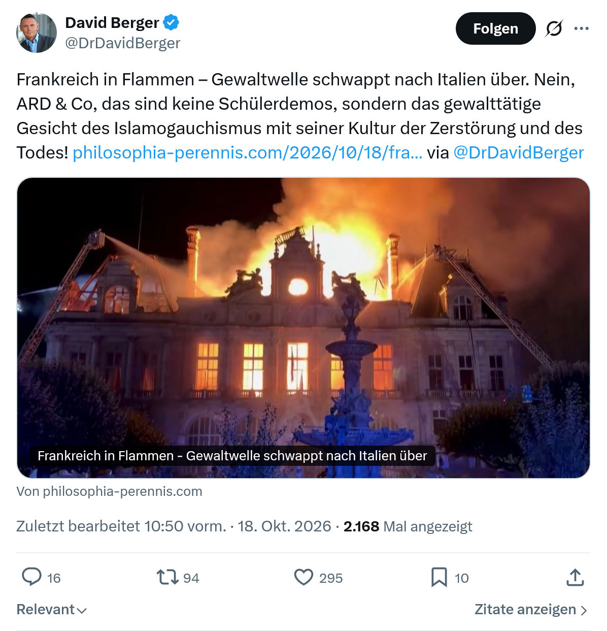 David Berger: Frankreich in Flammen...