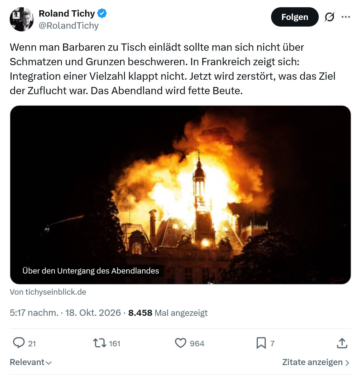 Roland Tichy: Wenn man Barbaren...