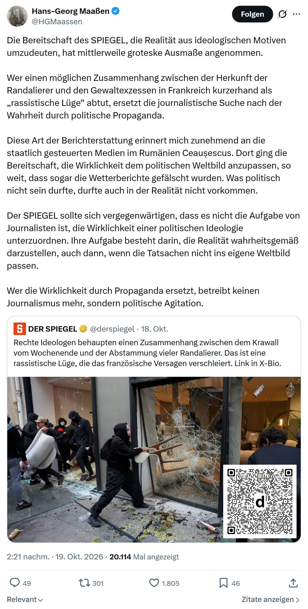 Hans-Georg Maaßen: Die Bereitschaft des SPIEGEL...