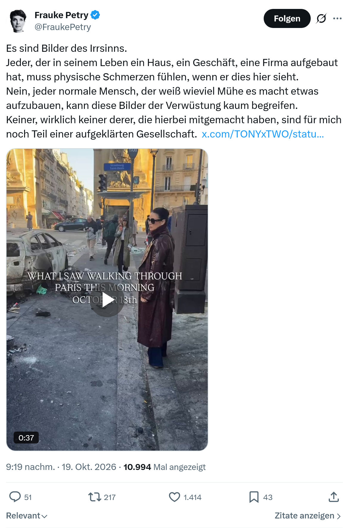 Frauke Petry: Es sind Bilder des Irrsinns...