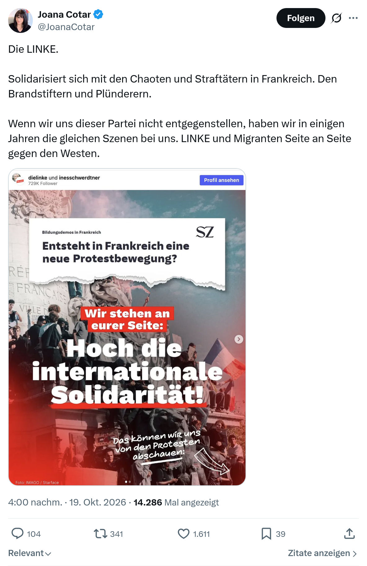 Joana Cotar: Die LINKE...