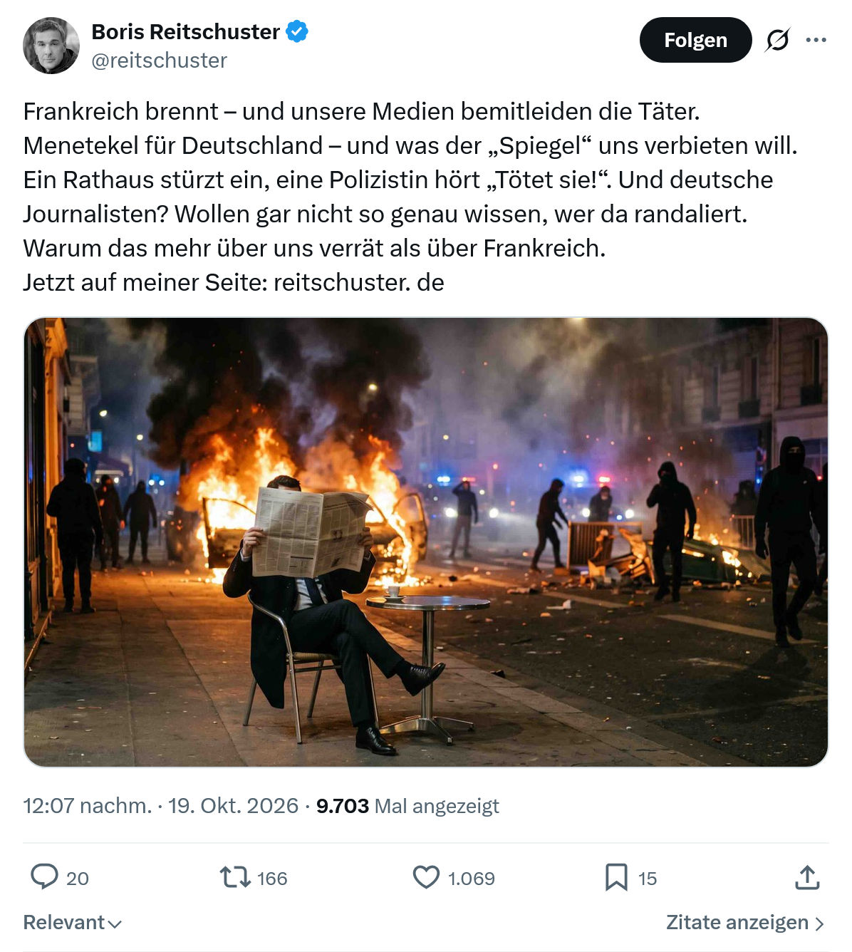 Boris Reitschuster: Frankreich brennt...