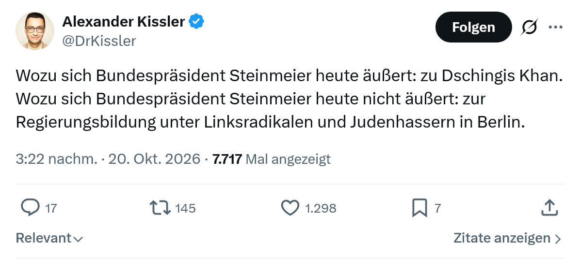 Alexander Kissler: Wozu sich Bundespräsident...