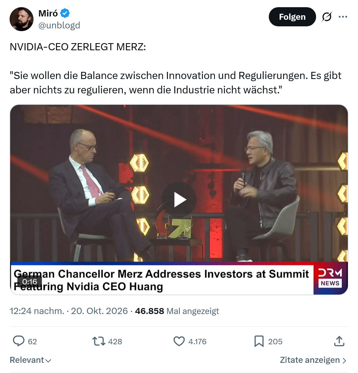Miro Wolsfeld: NVIDIA-CEO ZERLEGT MERZ...