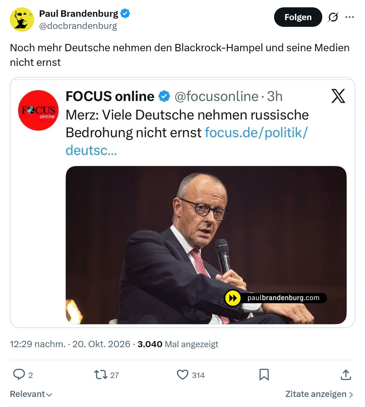 Paul Brandenburg: Noch mehr Deutsche nehmen...