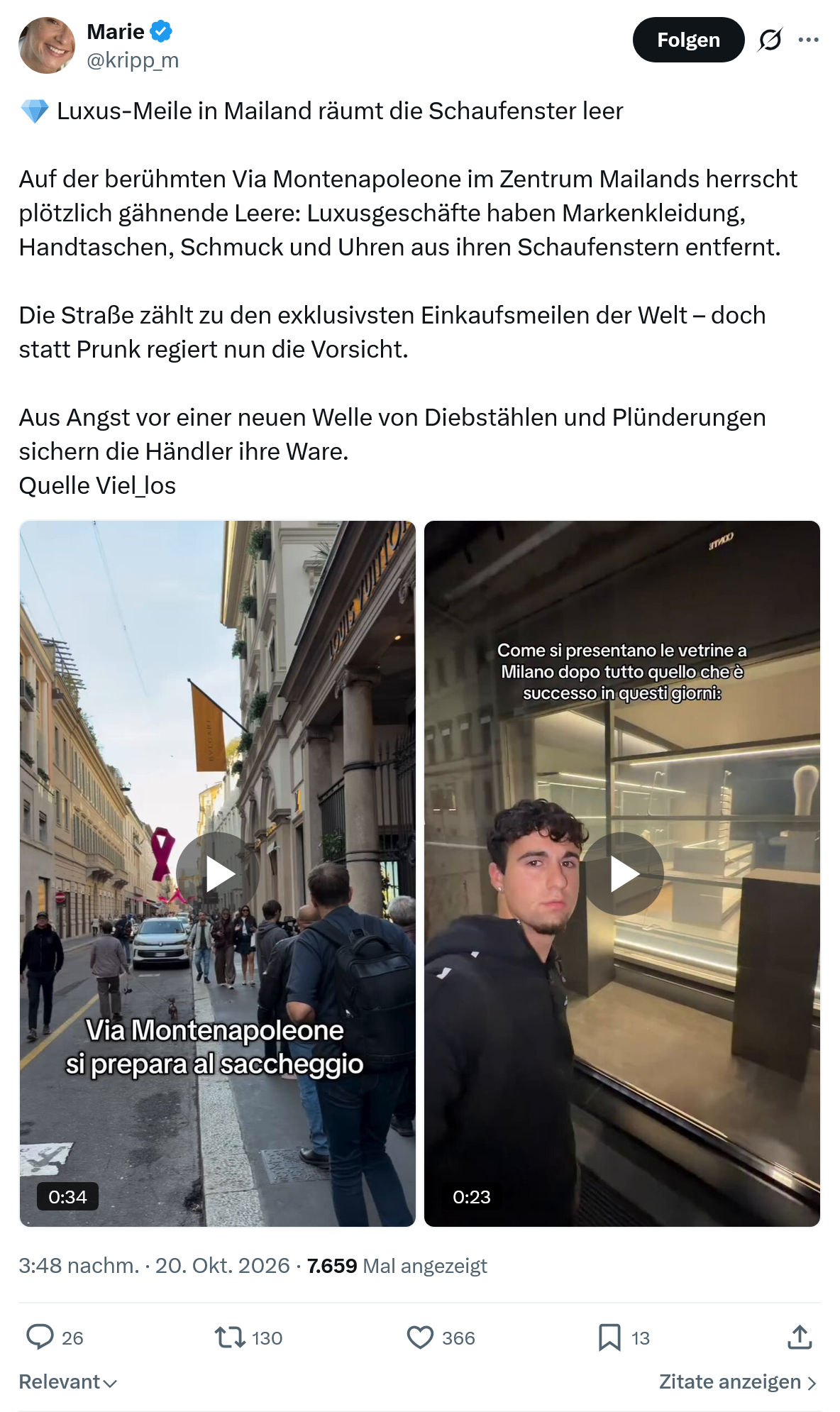 Marie kripp: Luxus-Meile in Mailand...