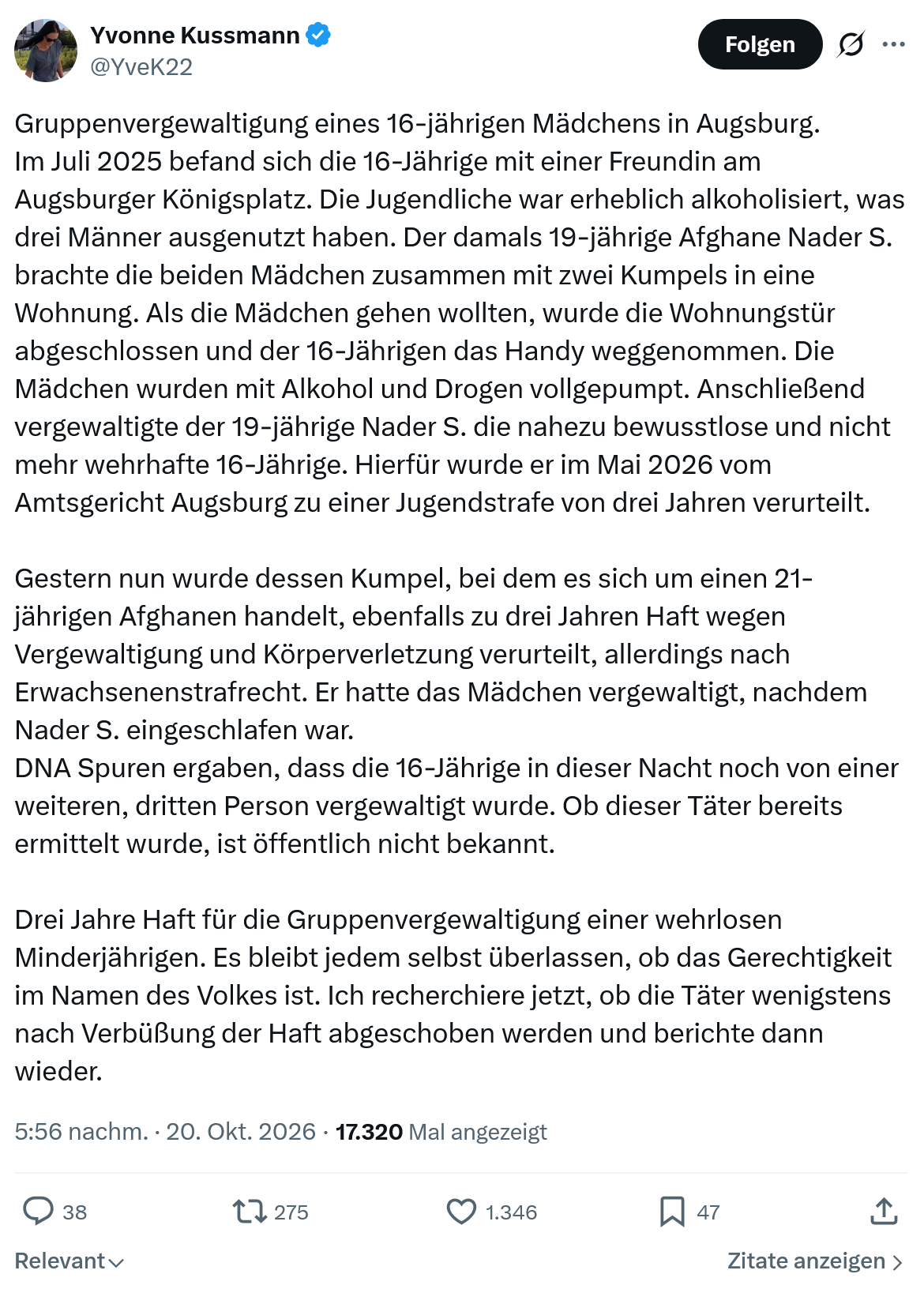 Yvonne Kussmann: Gruppenvergewaltigung eines 16-jährigen...