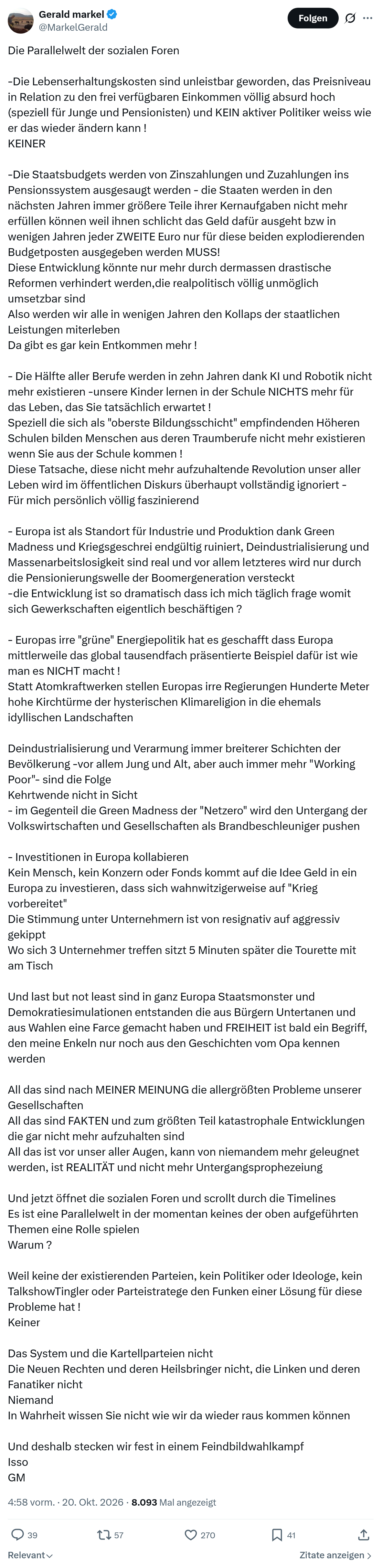 Gerald Markel: Die Parallelwelt der sozialen Foren...