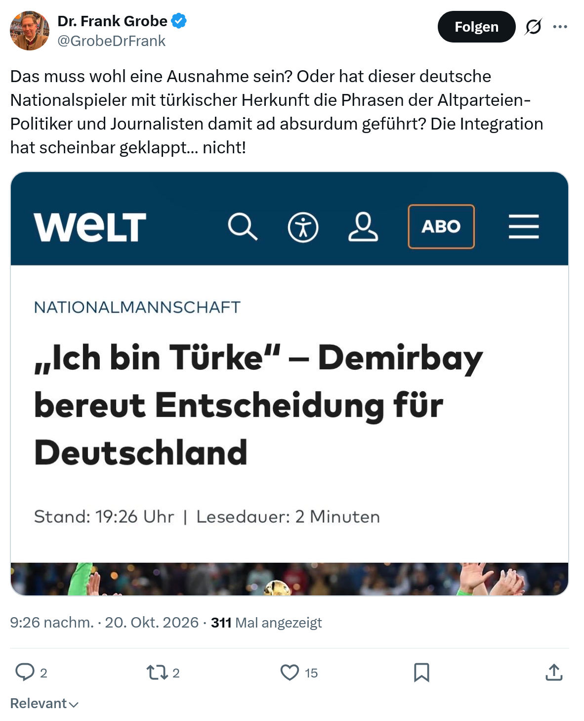 Frank Grobe: Das muss wohl eine Ausnahme sein...