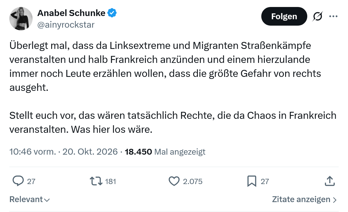 Anabel Schunke: Überlegt mal, dass da Linksextreme...