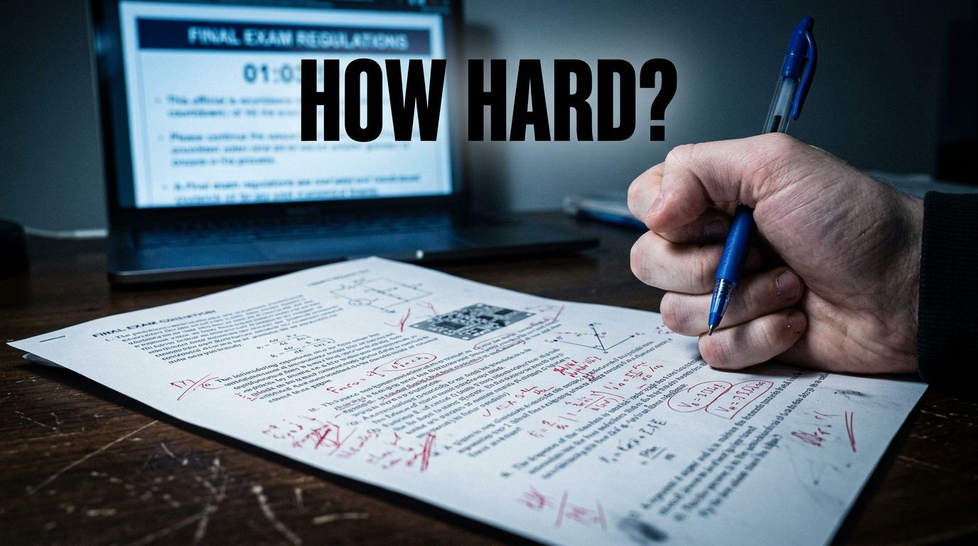 A frustrated student looking at a complex question paper