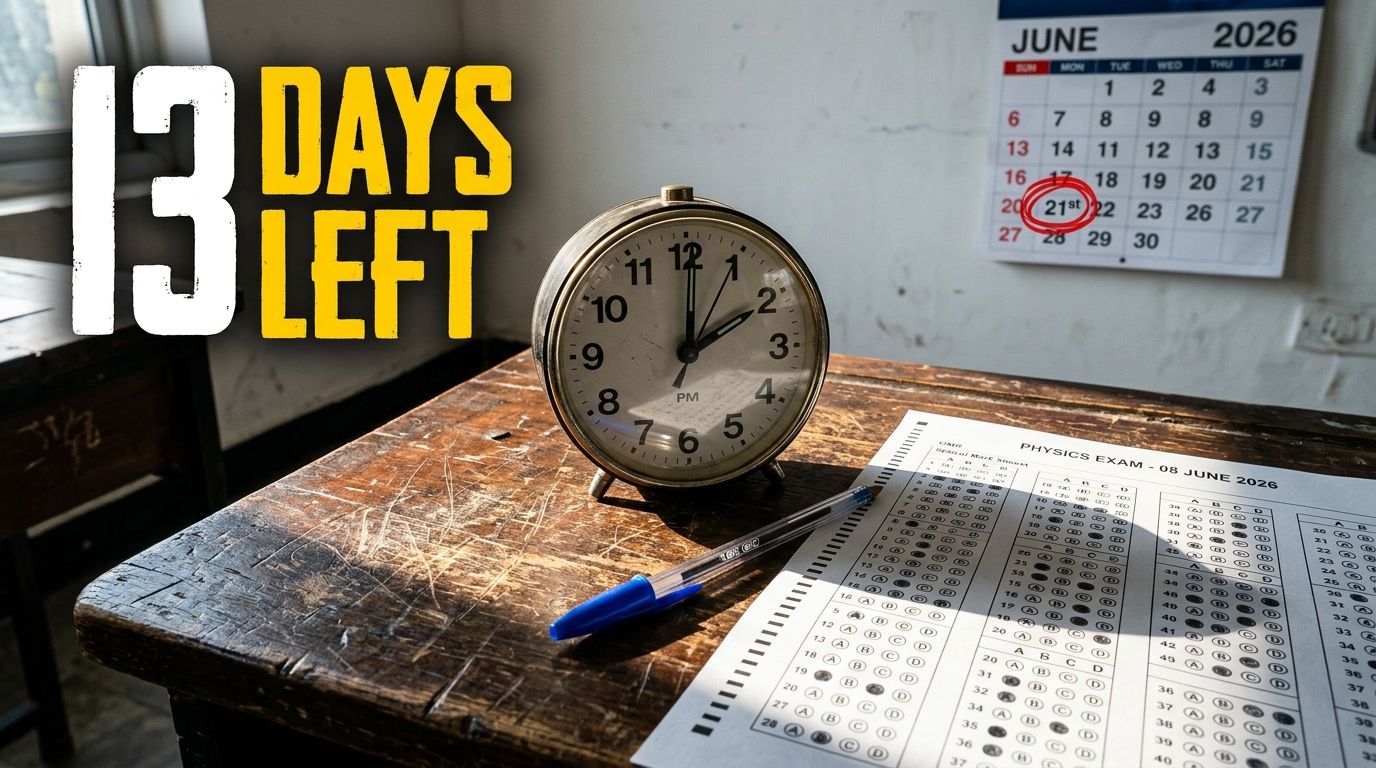 A clock showing 2:00 PM next to an empty OMR sheet