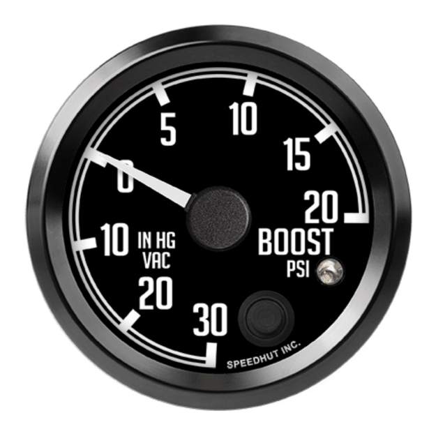 Picture of 2-5/8" Boost/Vacuum Gauge | -30 inHg to 20 PSI with Warning | Datsun 240Z Design