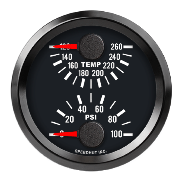 Picture of 2-5/8" Dual Gauge | Water Temp & Oil Pressure | Top/Bottom | Datsun 510 Design
