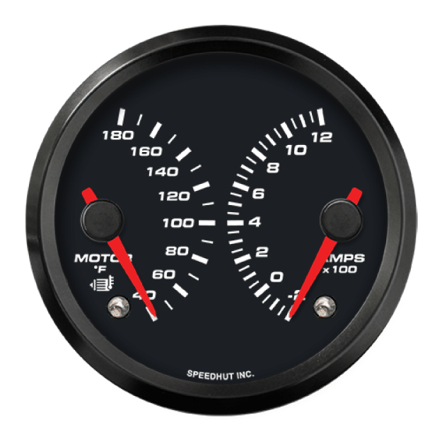 Picture of 3-3/8" EV CAN-Bus Dual Gauge | Motor Temp 40-180F + Amp -200 to 1200A with Warning | AEM