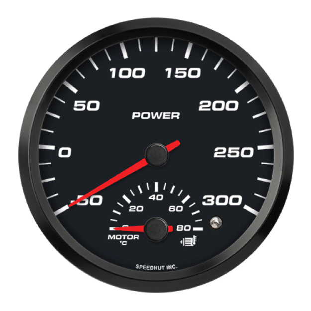 Picture of 4-1/2" EV CAN-Bus Dual Gauge | Power -50 to 300 + Motor Temp 0-80C with Warning | AEM