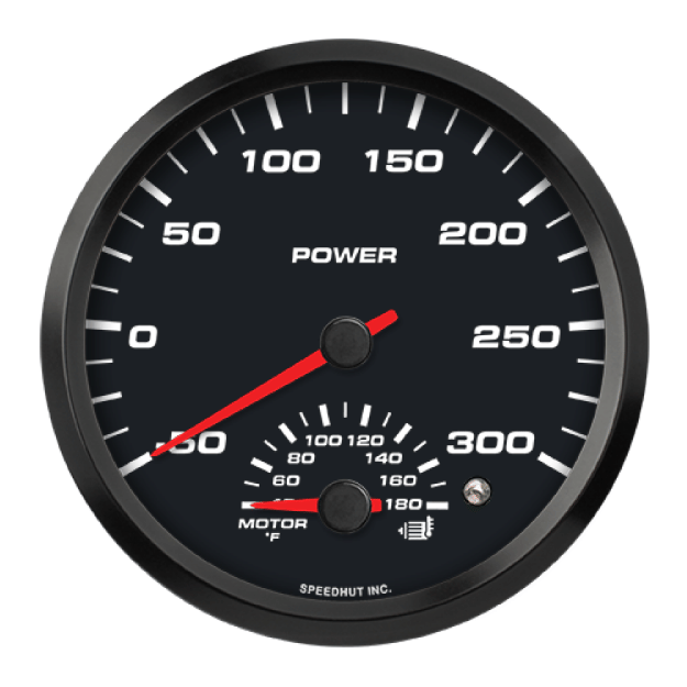 Picture of 4-1/2" EV CAN-Bus Dual Gauge | Power -50 to 300 + Motor Temp 40-180F with Warning | AEM