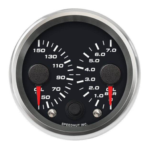 Picture of 2-5/8" Dual Gauge | Oil Temp + Oil Pressure (Celsius/Bar)