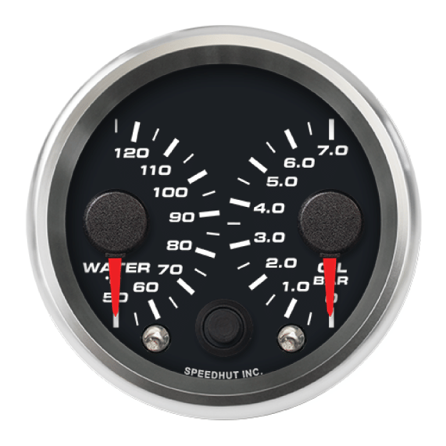 Picture of 2-5/8" Dual Gauge | Water Temp + Oil Pressure (Celsius/Bar)