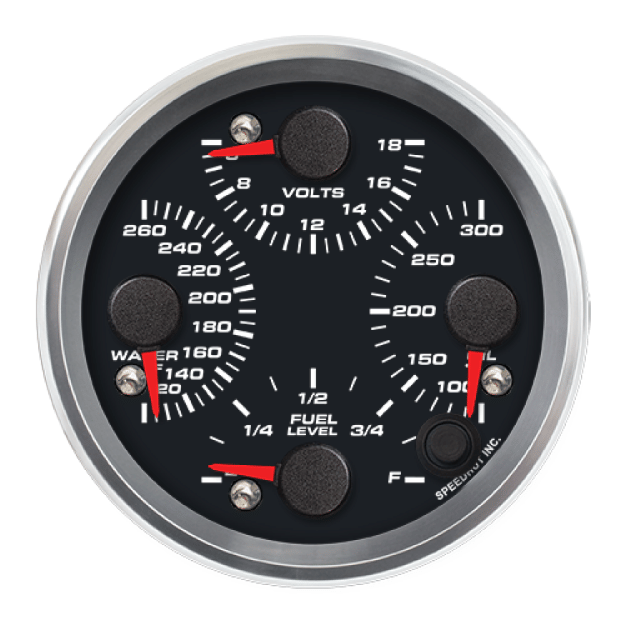 Picture of 3-3/8" Quad Gauge | Water Temp + Oil Temp + Volt + Fuel Level