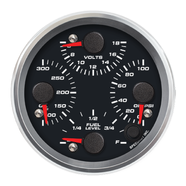 Picture of 3-3/8" Quad Gauge | Oil Temp + Volt + Oil Pressure + Fuel Level