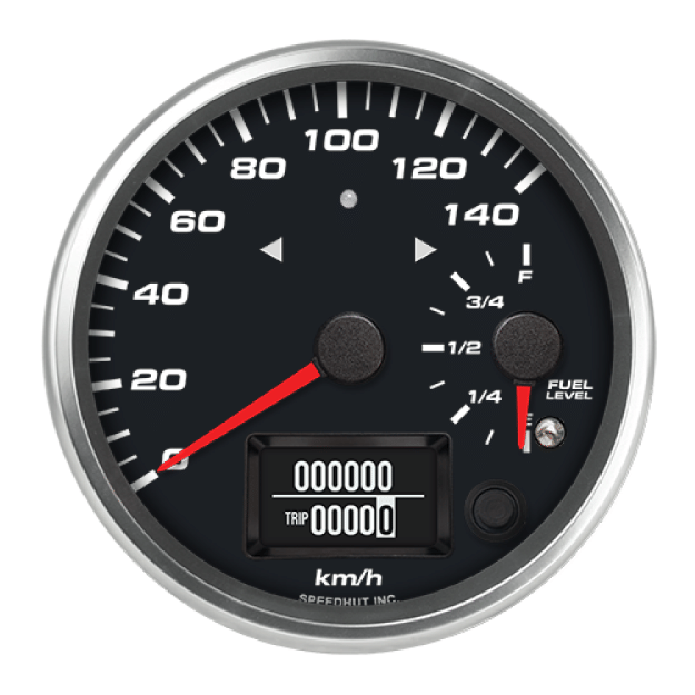 Picture of 4" Dual GPS Speedometer + Fuel Level + TS/HB | 140 km/h / E-F