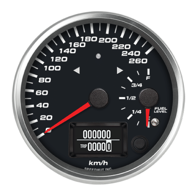 Picture of 4" Dual GPS Speedometer + Fuel Level + TS/HB | 260 km/h / E-F