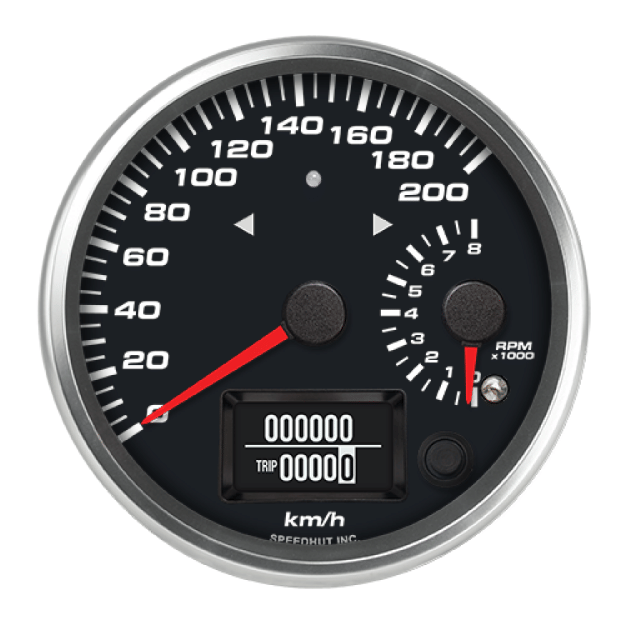 Picture of 4" Dual GPS Speedometer + Tachometer + TS/HB | 200 km/h / 8K RPM