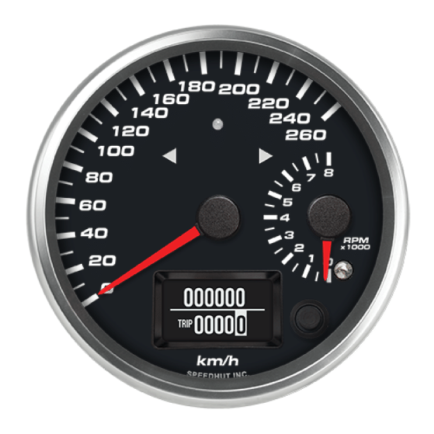 Picture of 4" Dual GPS Speedometer + Tachometer + TS/HB | 260 km/h / 8K RPM
