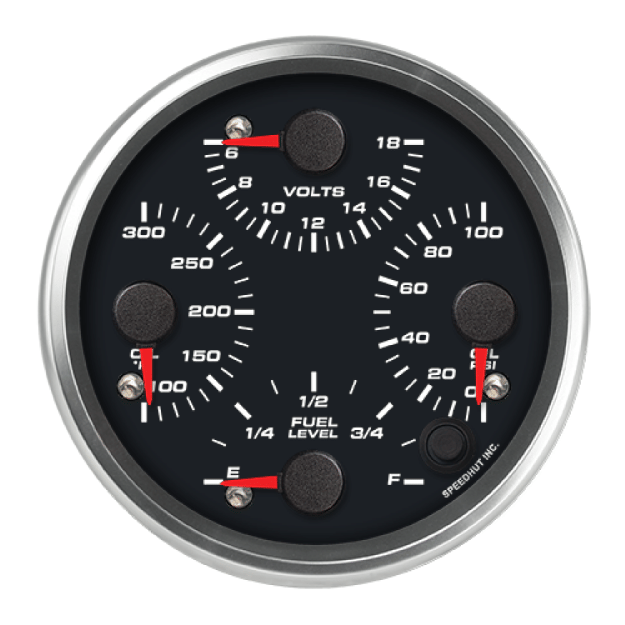 Picture of 4" Quad Gauge | Oil Temp + Volts + Oil Pressure + Fuel Level