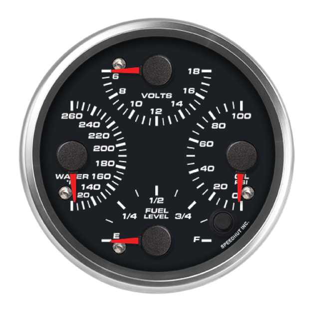 Picture of 4" Quad Gauge | 4-in-1 Water Temp + Oil Pressure + Volt + Fuel Level