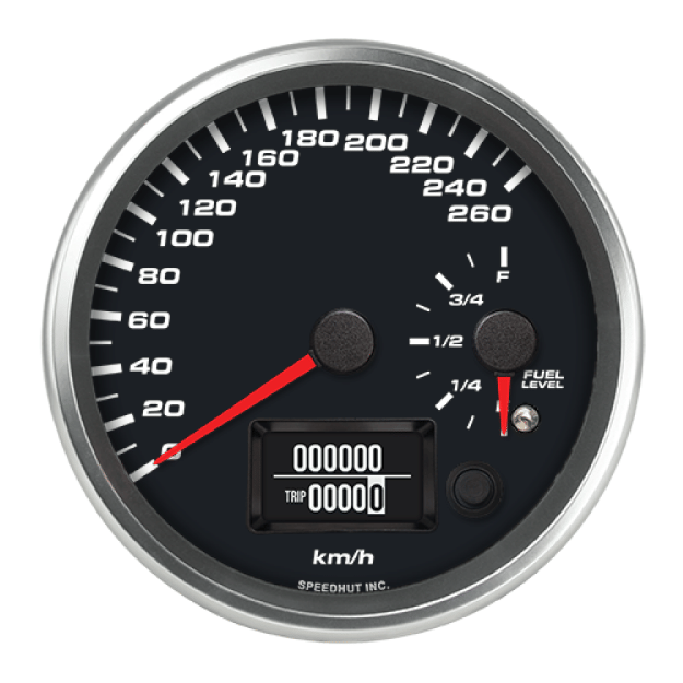 Picture of 4-1/2" Dual GPS Speedometer + Fuel Level | 260 km/h / E–F