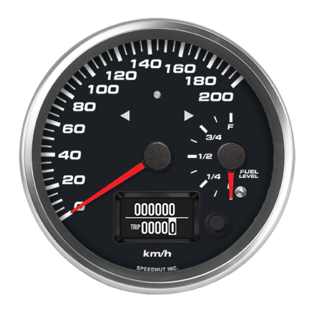 Picture of 4-1/2" Dual GPS Speedometer + Fuel Level + TS/HB | 200 km/h / E–F