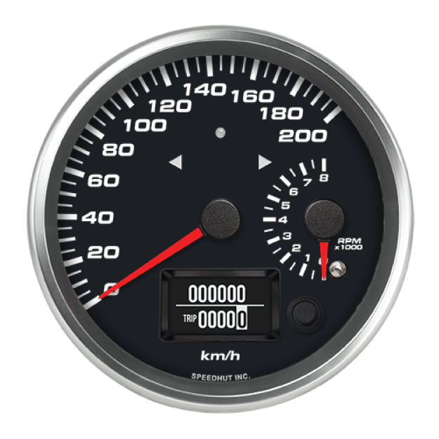 Picture of 4-1/2" Dual GPS Speedometer + Tachometer + TS/HB | 200 km/h / 8K RPM