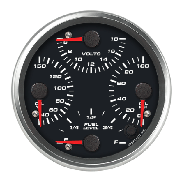 Picture of 4-1/2" Quad Gauge | 4-in-1 Oil Temp + Oil Pressure + Volt + Fuel Level (Celsius)