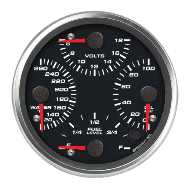 Picture of 4-1/2" Quad Gauge | 4-in-1 Water Temp + Oil Pressure + Volt + Fuel Level