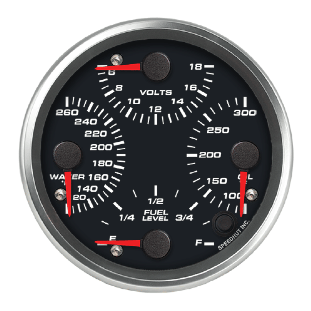Picture of 4-1/2" Quad Gauge | Oil Temp + Water Temp + Volt + Fuel Level