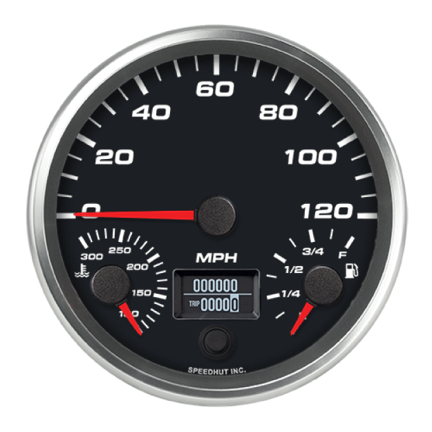 Picture of 4-1/2" Triple Gauge | Speedometer + Fuel Level + Oil Temp | 120 MPH