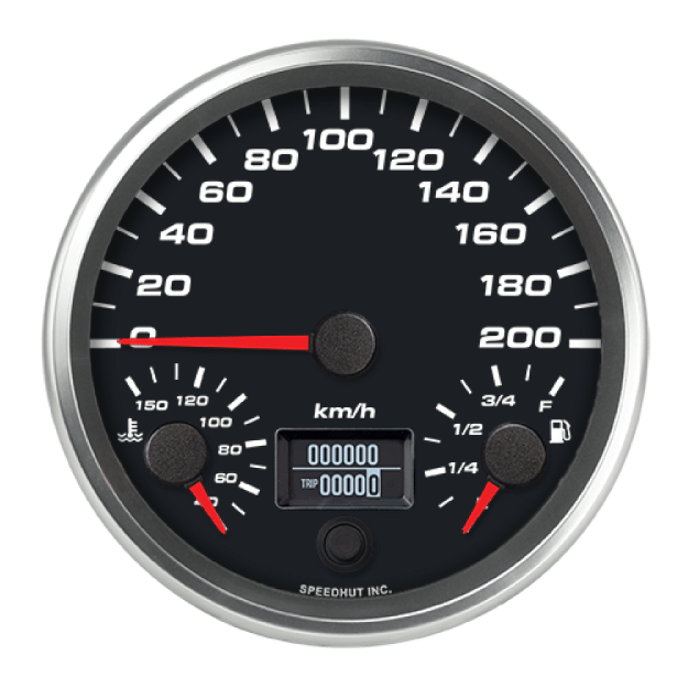 Picture of 4-1/2" Triple Gauge | Speedometer + Fuel Level + Oil Temp | 200 km/h