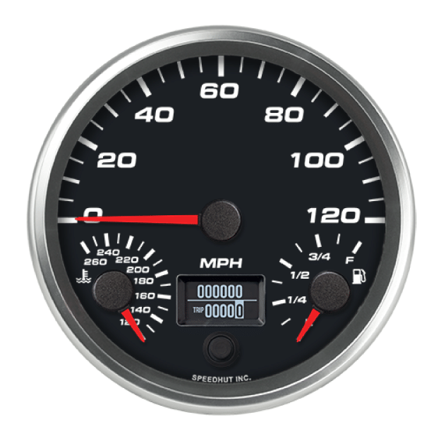 Picture of 4-1/2" Triple Gauge | Speedometer + Fuel Level + Water Temp | 120 MPH