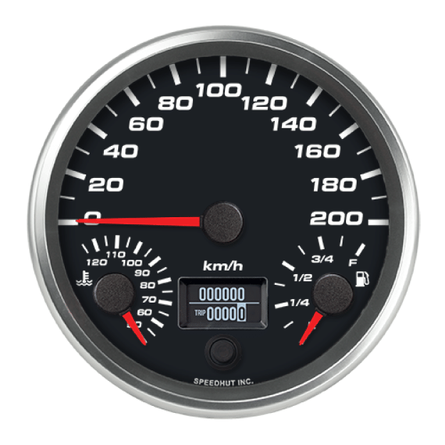 Picture of 4-1/2" Triple Gauge | Speedometer + Fuel Level + Water Temp | 200 km/h