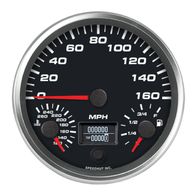 Picture of 4-1/2" Triple Gauge | Speedometer + Fuel Level + Water Temp | 160 MPH