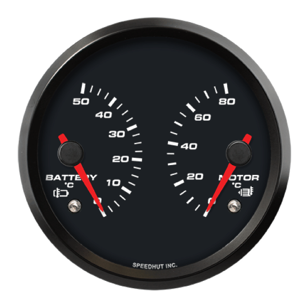 Picture of 4" EV CAN-Bus Dual Gauge | Battery Temp 0-50C + Motor Temp 0-80C with Warnings | Orion / Thunderstruck / Zero EV
