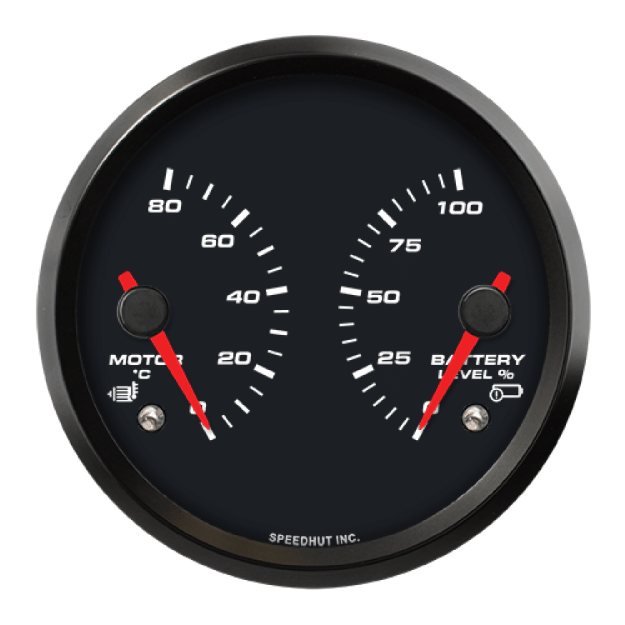 Picture of 4" EV CAN-Bus Dual Gauge | Motor Temp 0-80C + Battery Level 0-100% with Warnings | Orion / Thunderstruck / Zero EV